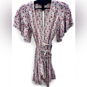NWT Max Studio Floral Wrap Maxi Dress - Red and White